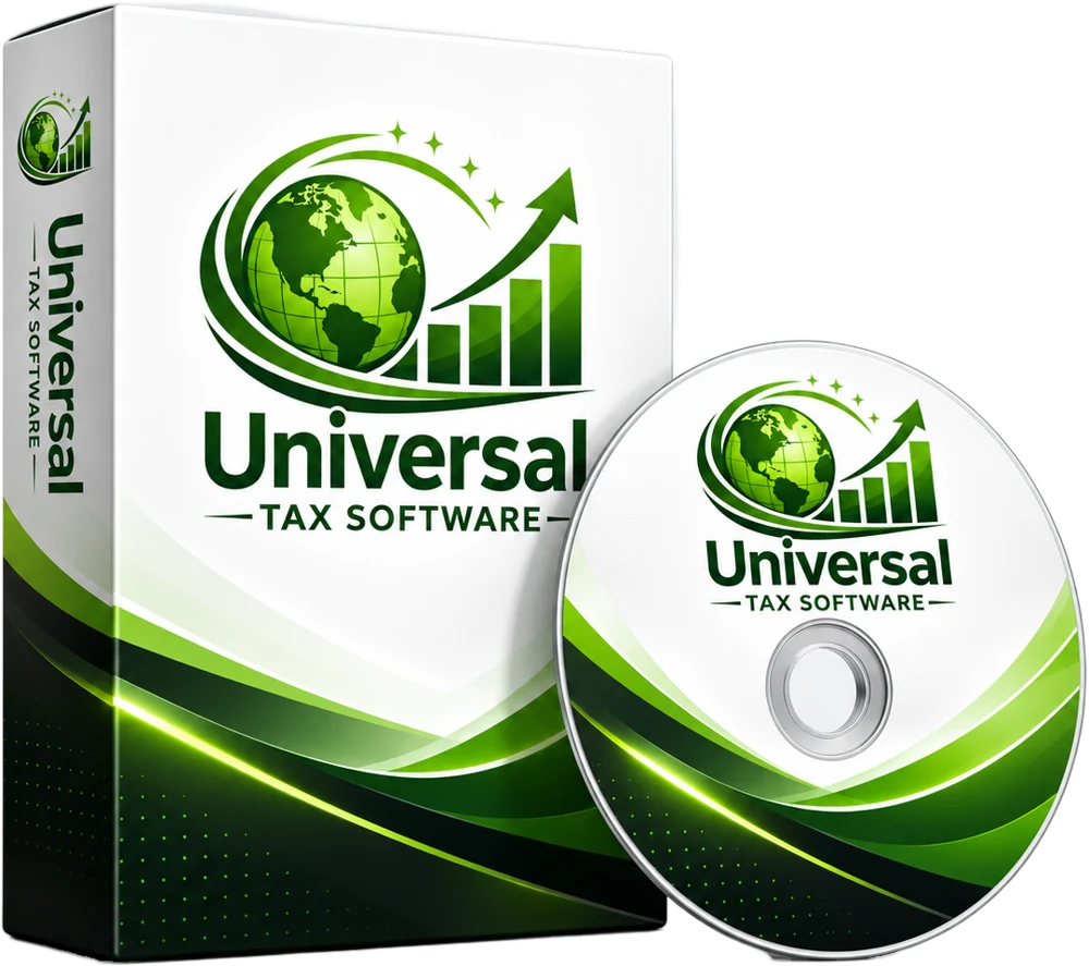 Universal Tax Software box and installation disc